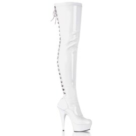 Pleaser Overknee Stiefel DELIGHT-3063 Weiß EU-38 / US-8