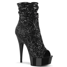 Pleaser DELIGHT-1008SQ Plateau Stiefeletten Pailetten...