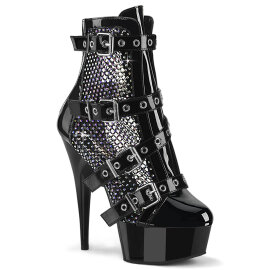 Pleaser DELIGHT-1013RM Plateau Stiefeletten Lack Strass...