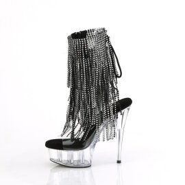 Pleaser DELIGHT-1017RSF Plateau Stiefeletten Clear Strass Schwarz EU-36 / US-6