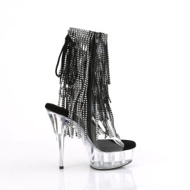 Pleaser DELIGHT-1017RSF Plateau Stiefeletten Clear Strass Schwarz EU-36 / US-6