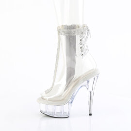 Pleaser DELIGHT-1018C-2RS Plateau Stiefeletten Clear Strass Transparent EU-37 / US-7