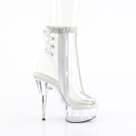 Pleaser DELIGHT-1018C-2RS Plateau Stiefeletten Clear Strass Transparent EU-35 / US-5
