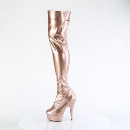 Pleaser DELIGHT-3000HWR Plateau Overknee Stiefel Holograma Kunstleder Gold EU-36 / US-6