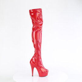Pleaser DELIGHT-3000HWR Plateau Overknee Stiefel Lack Holograma Rot EU-35 / US-5