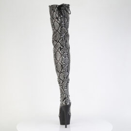 Pleaser DELIGHT-3008SP-BT Plateau Overknee Stiefel Snakeprint Grau EU-39 / US-9