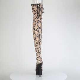 Pleaser DELIGHT-3008SP-BT Plateau Overknee Stiefel Snakeprint Braun EU-37 / US-7