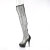 Pleaser DELIGHT-3009 Plateau Overknee Stiefel Kunstleder Strass Mesh Schwarz EU-39 / US-9