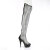 Pleaser DELIGHT-3009 Plateau Overknee Stiefel Kunstleder Strass Mesh Schwarz EU-40 / US-10