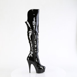 Pleaser DELIGHT-3018 Plateau Overknee Stiefel Lack Schwarz EU-36 / US-6