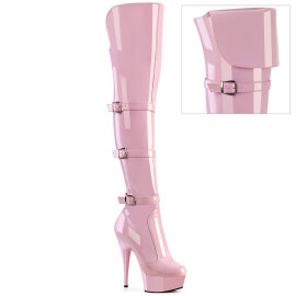 Pleaser DELIGHT-3018 Plateau Overknee Stiefel Lack Pink...