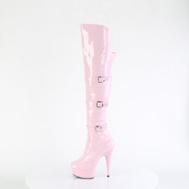Pleaser DELIGHT-3018 Plateau Overknee Stiefel Lack Pink EU-35 / US-5