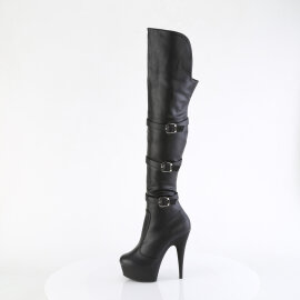 Pleaser DELIGHT-3018 Plateau Overknee Stiefel Kunstleder Schwarz EU-36 / US-6