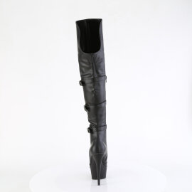 Pleaser DELIGHT-3018 Plateau Overknee Stiefel Kunstleder Schwarz EU-37 / US-7