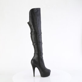 Pleaser DELIGHT-3018 Plateau Overknee Stiefel Kunstleder Schwarz EU-37 / US-7