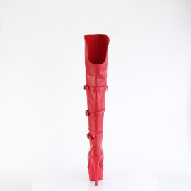 Pleaser DELIGHT-3018 Plateau Overknee Stiefel Kunstleder Rot EU-35 / US-5