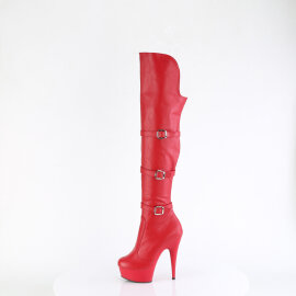 Pleaser DELIGHT-3018 Plateau Overknee Stiefel Kunstleder Rot EU-37 / US-7