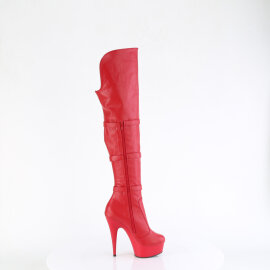 Pleaser DELIGHT-3018 Plateau Overknee Stiefel Kunstleder Rot EU-37 / US-7