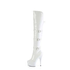 Pleaser DELIGHT-3018 Plateau Overknee Stiefel Lack Weiß EU-36 / US-6