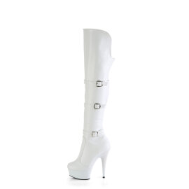 Pleaser DELIGHT-3018 Plateau Overknee Stiefel Kunstleder Weiß EU-38 / US-8