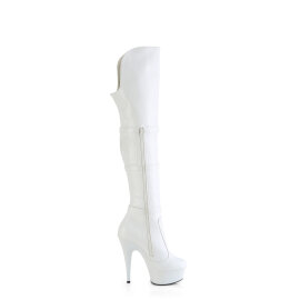 Pleaser DELIGHT-3018 Plateau Overknee Stiefel Kunstleder Weiß EU-38 / US-8