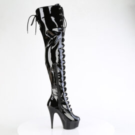 Pleaser DELIGHT-3022 Plateau Overknee Stiefel Lack Schwarz EU-35 / US-5