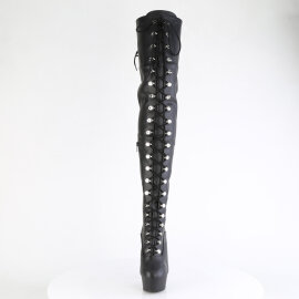 Pleaser DELIGHT-3022 Plateau Overknee Stiefel Kunstleder Schwarz EU-37 / US-7