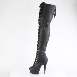 Pleaser DELIGHT-3022 Plateau Overknee Stiefel Kunstleder Schwarz EU-37 / US-7