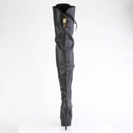 Pleaser DELIGHT-3022 Plateau Overknee Stiefel Kunstleder Schwarz EU-37 / US-7