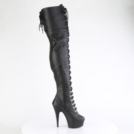 Pleaser DELIGHT-3022 Plateau Overknee Stiefel Kunstleder Schwarz EU-37 / US-7