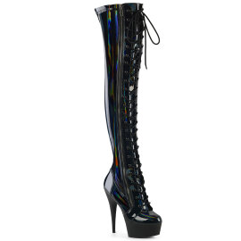 Pleaser DELIGHT-3029 Plateau Overknee Stiefel Lack...