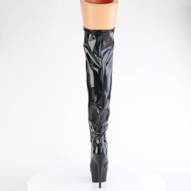 Pleaser DELIGHT-3029 Plateau Overknee Stiefel Lack Holograma Schwarz EU-35 / US-5
