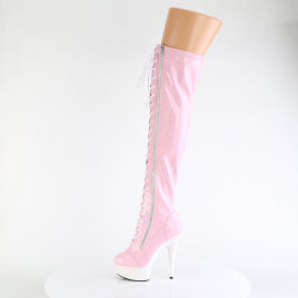 Pleaser DELIGHT-3029 Plateau Overknee Stiefel Lack Pink EU-38 / US-8