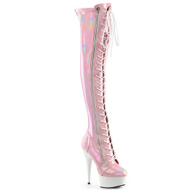 Pleaser DELIGHT-3029 Plateau Overknee Stiefel Lack Pink EU-39 / US-9