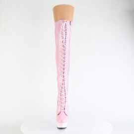Pleaser DELIGHT-3029 Plateau Overknee Stiefel Lack Pink EU-39 / US-9