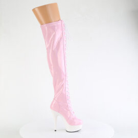 Pleaser DELIGHT-3029 Plateau Overknee Stiefel Lack Pink EU-39 / US-9