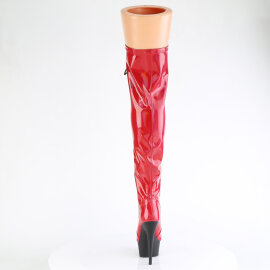 Pleaser DELIGHT-3029 Plateau Overknee Stiefel Lack Holograma Rot EU-36 / US-6