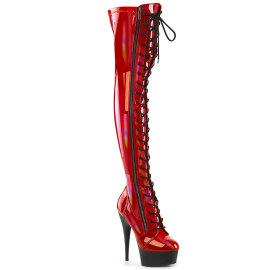 Pleaser DELIGHT-3029 Plateau Overknee Stiefel Lack...