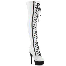 Pleaser DELIGHT-3029 Plateau Overknee Stiefel Lack...