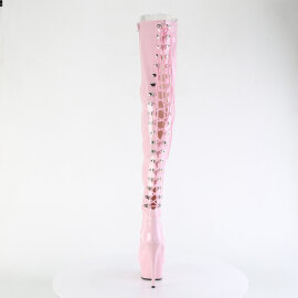 Pleaser DELIGHT-3063 Plateau Overknee Stiefel Lack Pink EU-35 / US-5