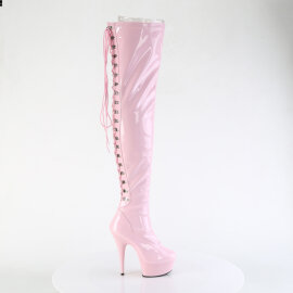 Pleaser DELIGHT-3063 Plateau Overknee Stiefel Lack Pink EU-35 / US-5