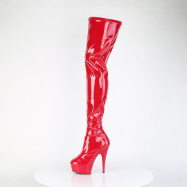 Pleaser DELIGHT-4000 Plateau Overknee Stiefel Lack Rot EU-36 / US-6