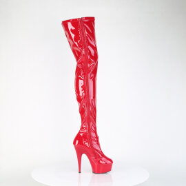 Pleaser DELIGHT-4000 Plateau Overknee Stiefel Lack Rot EU-36 / US-6