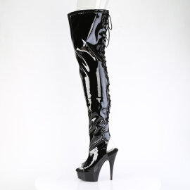Pleaser DELIGHT-4017 Plateau Overknee Stiefel Lack Schwarz EU-37 / US-7