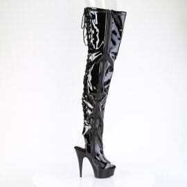 Pleaser DELIGHT-4017 Plateau Overknee Stiefel Lack Schwarz EU-37 / US-7
