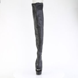 Pleaser DELIGHT-4019 Plateau Overknee Stiefel Kunstleder Schwarz EU-42 / US-12