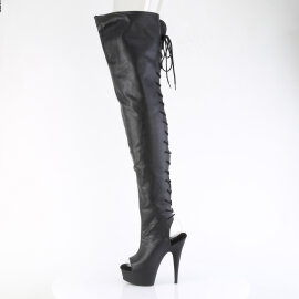 Pleaser DELIGHT-4019 Plateau Overknee Stiefel Kunstleder Schwarz EU-42 / US-12