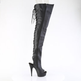 Pleaser DELIGHT-4019 Plateau Overknee Stiefel Kunstleder Schwarz EU-42 / US-12