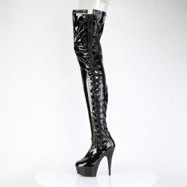 Pleaser DELIGHT-4050 Plateau Overknee Stiefel Lack Schwarz EU-35 / US-5