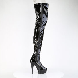 Pleaser DELIGHT-4050 Plateau Overknee Stiefel Lack Schwarz EU-35 / US-5